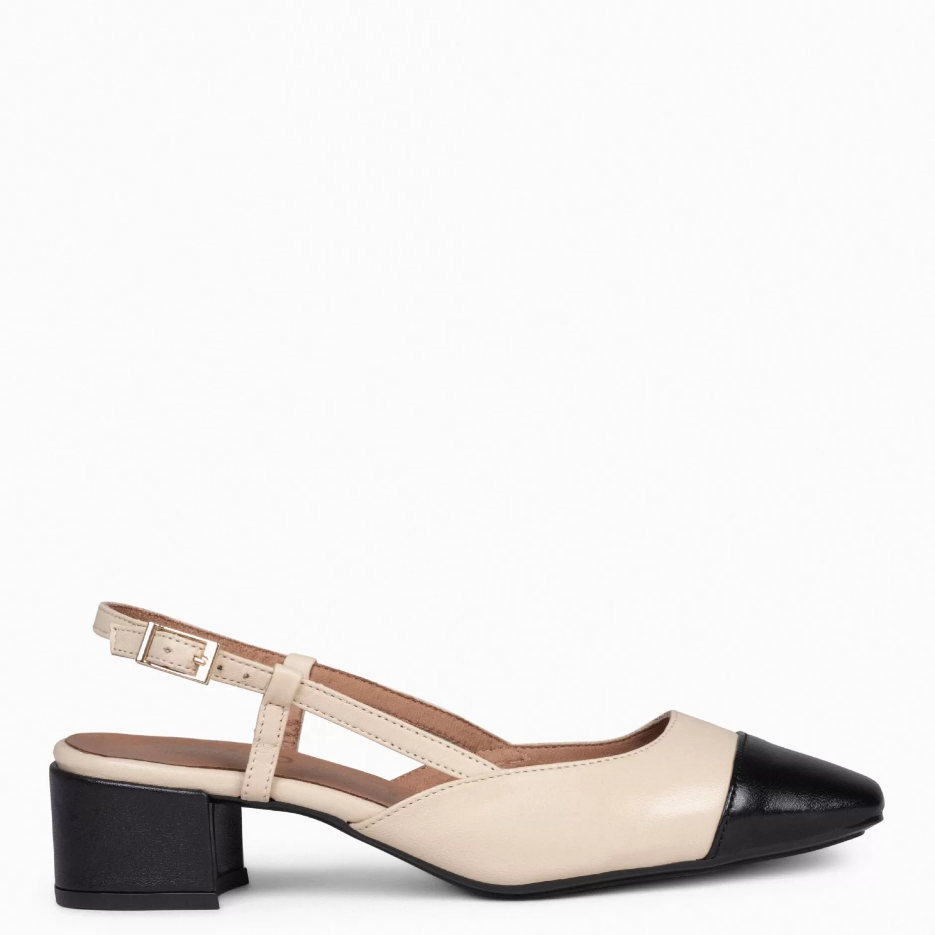 miMaO Zapatos De Fiesta<Audrey – Bailarinas Destalonadas Bicolor Con Tacón Beige