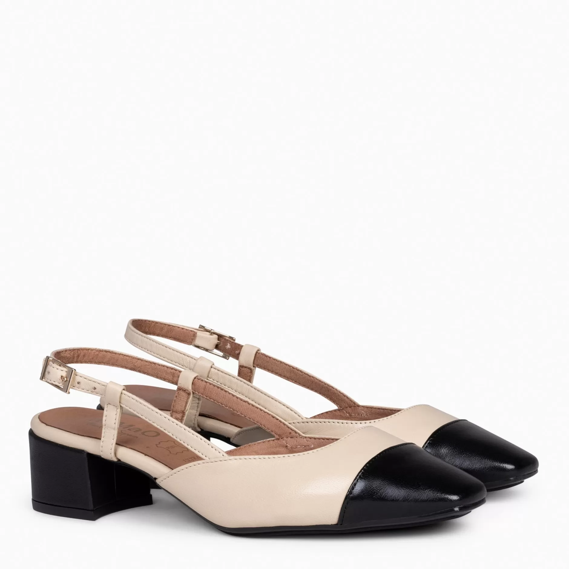 miMaO Zapatos De Fiesta<Audrey – Bailarinas Destalonadas Bicolor Con Tacón Beige
