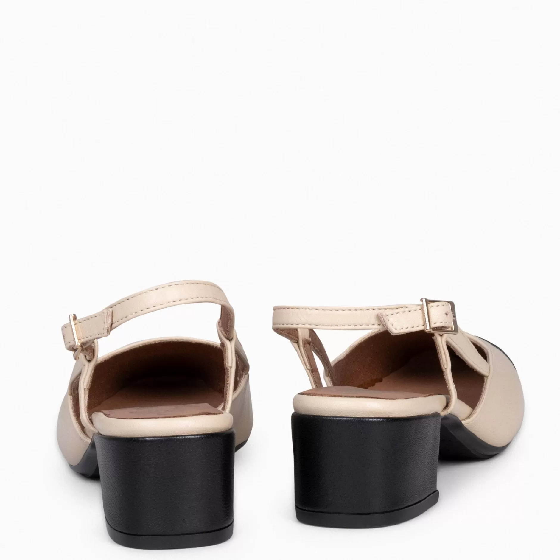 miMaO Zapatos De Fiesta<Audrey – Bailarinas Destalonadas Bicolor Con Tacón Beige