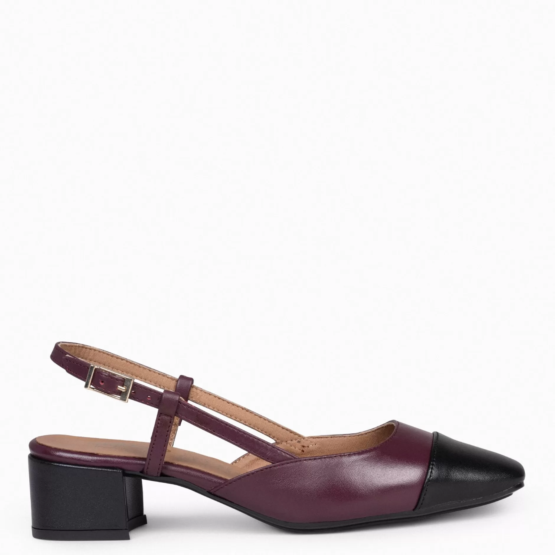 miMaO Zapatos De Fiesta<Audrey – Bailarinas Destalonadas Bicolor Con Tacón Burdeos