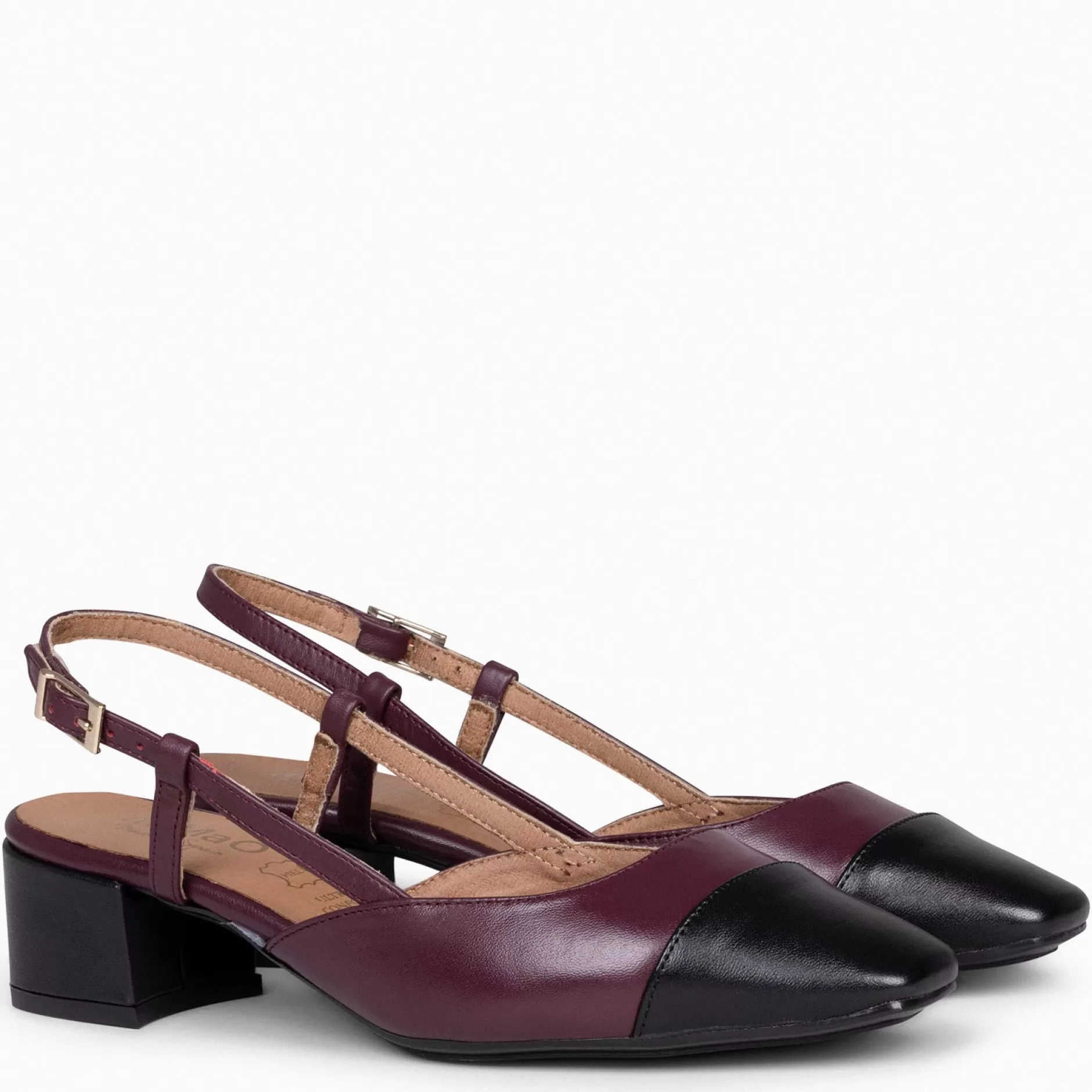miMaO Zapatos De Fiesta<Audrey – Bailarinas Destalonadas Bicolor Con Tacón Burdeos