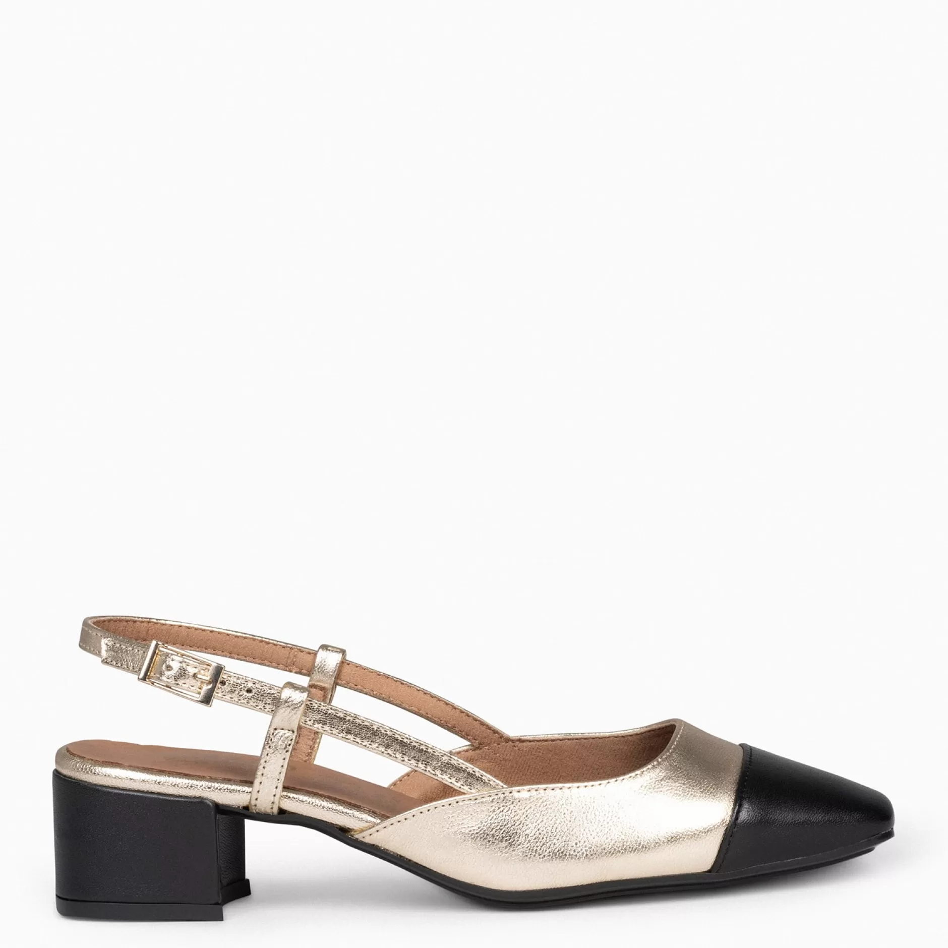 miMaO Zapatos De Fiesta<Audrey – Bailarinas Destalonadas Bicolor Con Tacón Oro