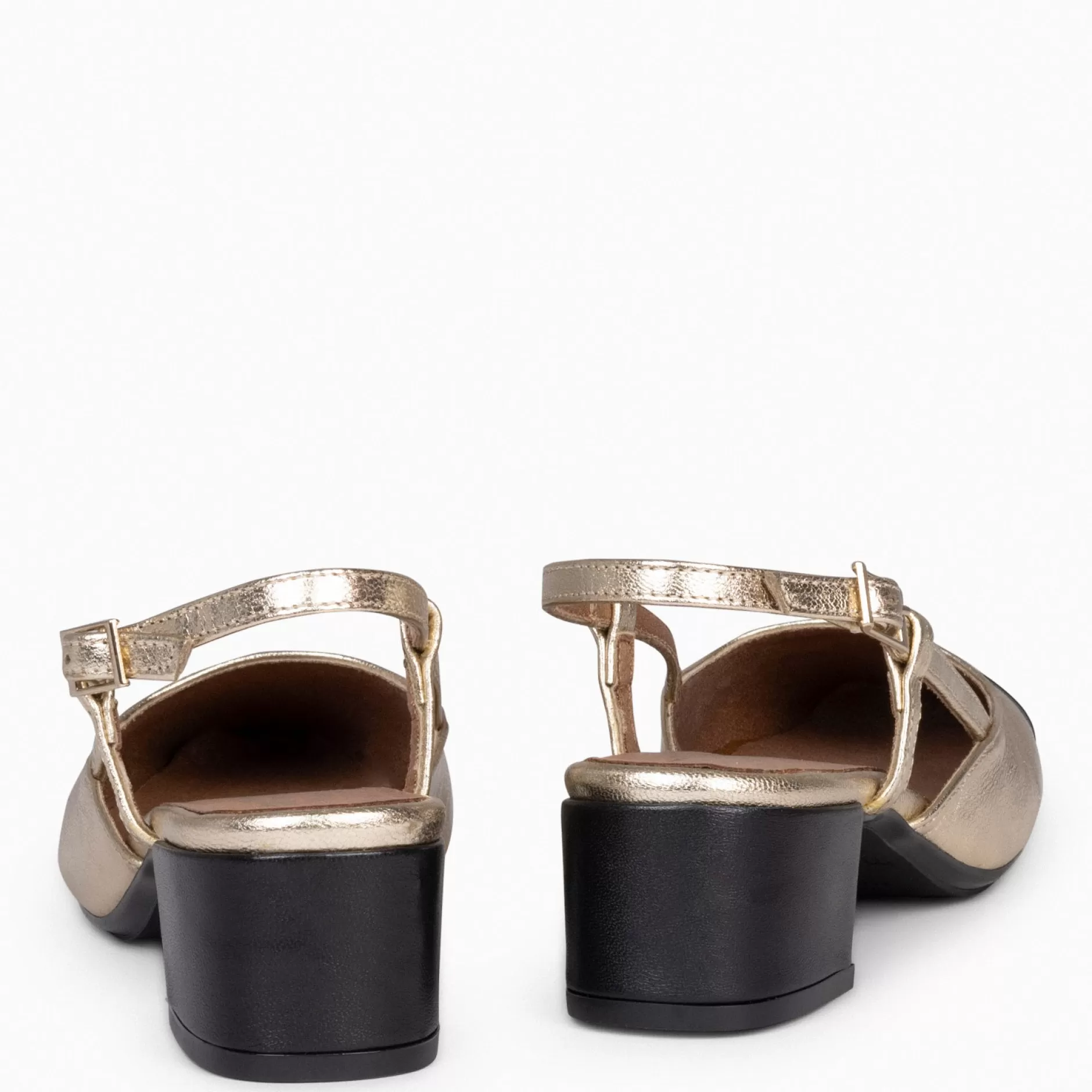 miMaO Zapatos De Fiesta<Audrey – Bailarinas Destalonadas Bicolor Con Tacón Oro