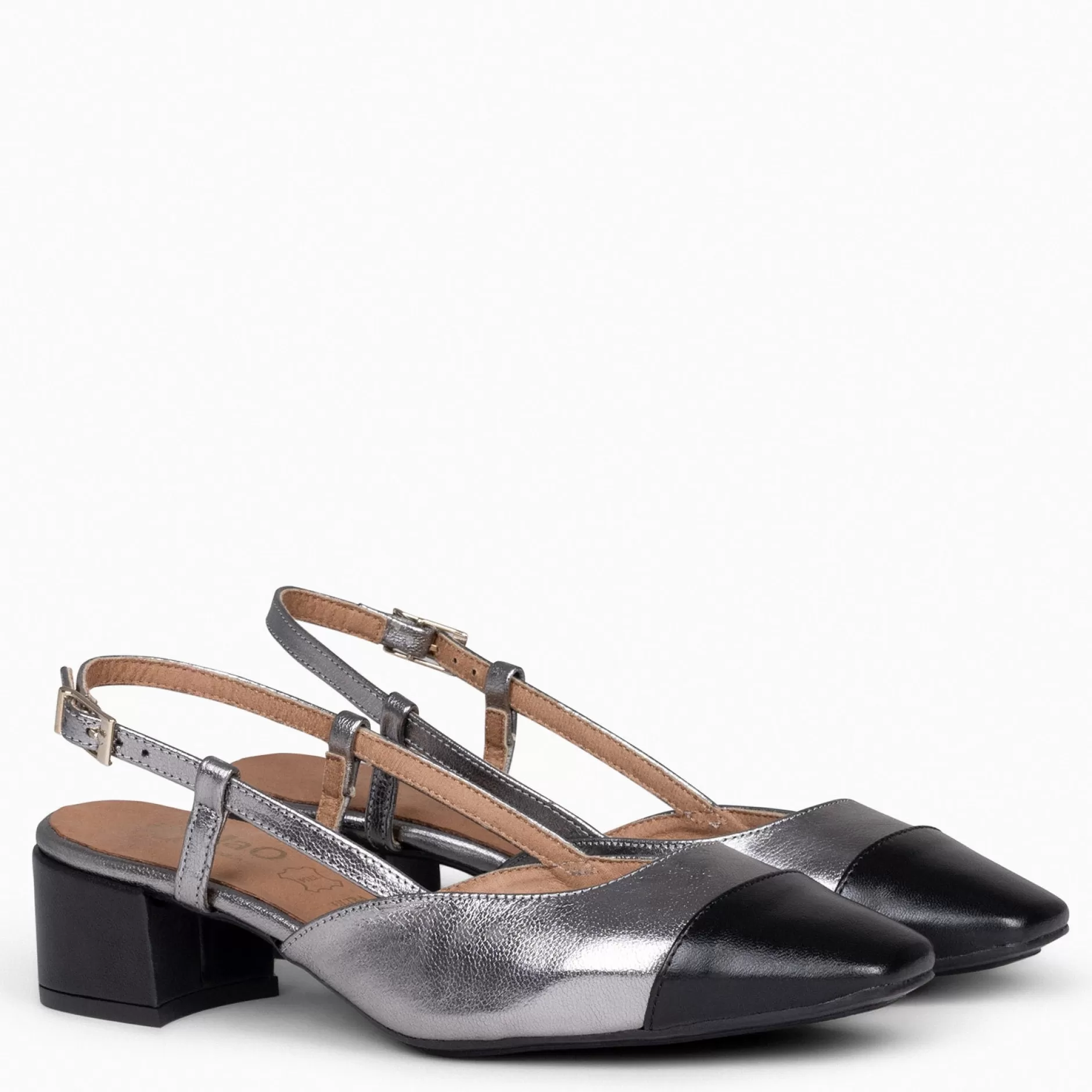 miMaO Zapatos De Fiesta<Audrey – Bailarinas Destalonadas Bicolor Con Tacón Plata