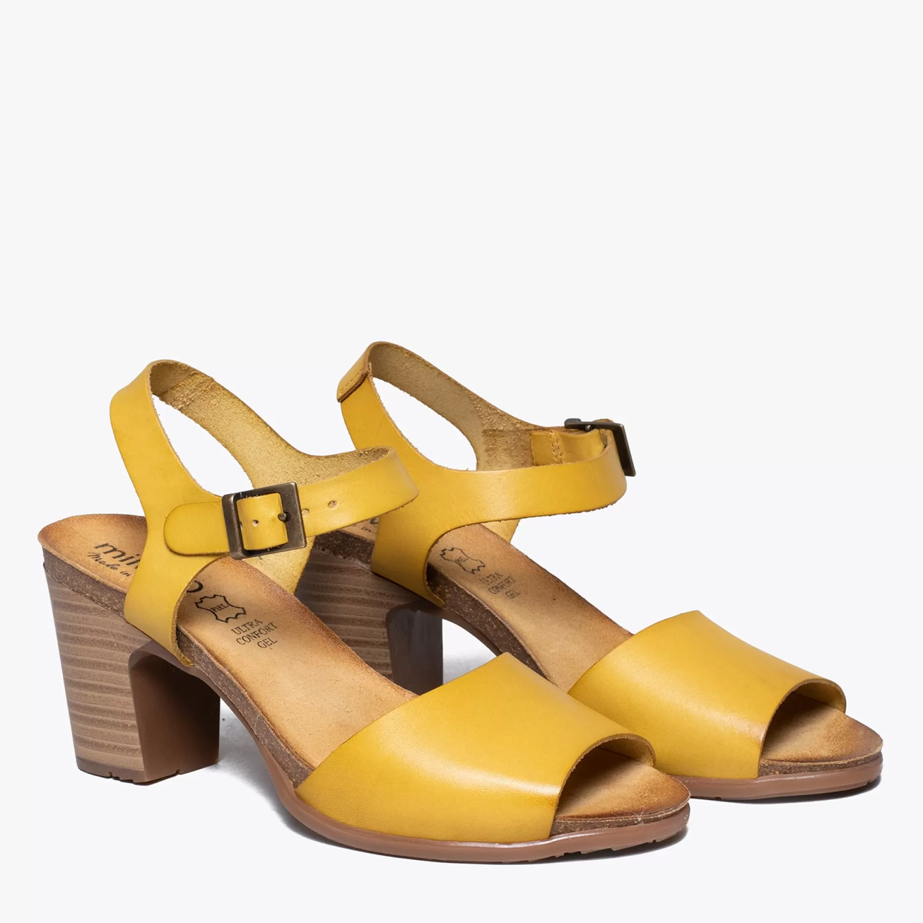 miMaO Sandalias De Tacón<Balear – Sandalia Bio Mostaza Con Tacón