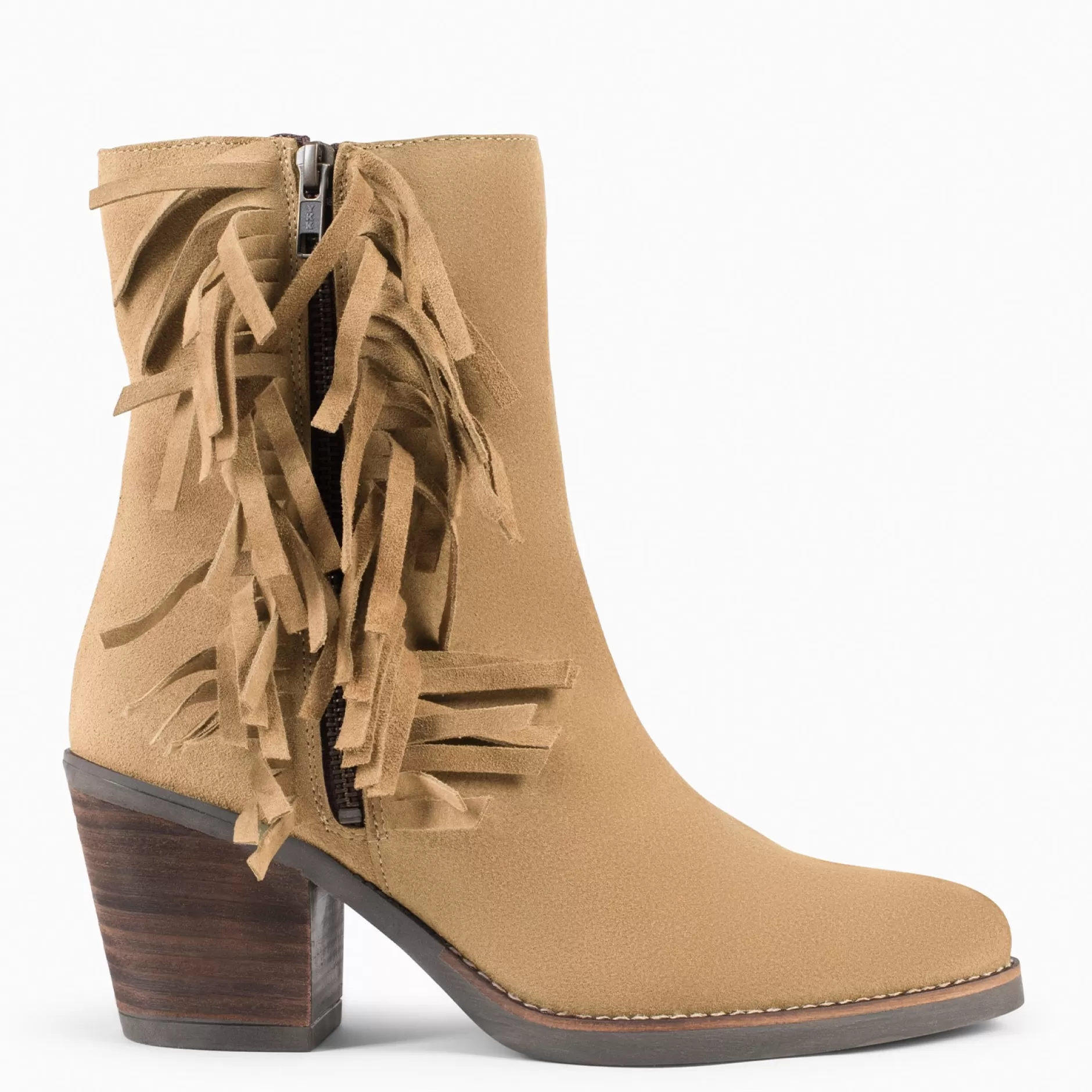 miMaO Botines De Mujer<Boho – Botines Estilo Cowboy Con Flecos Beige