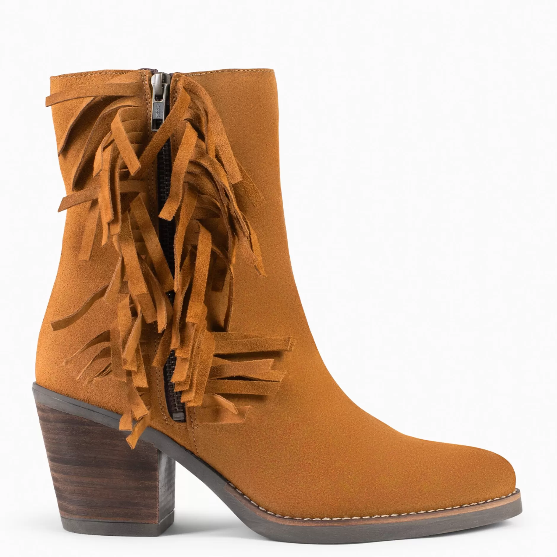 miMaO Botines De Mujer<Boho – Botines Estilo Cowboy Con Flecos Camel