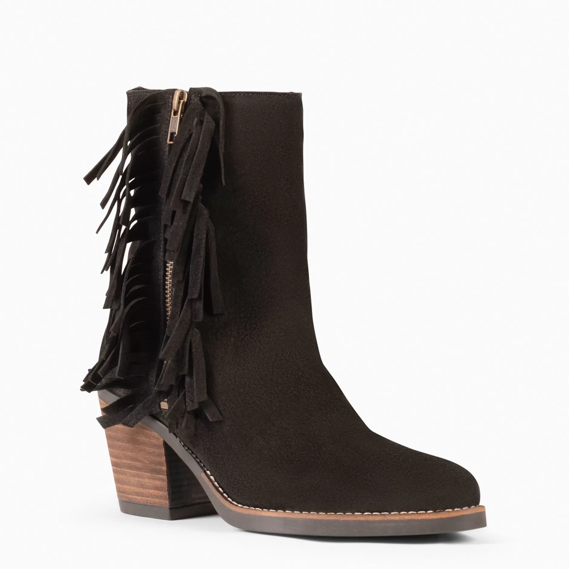 miMaO Botines De Mujer<Boho – Botines Estilo Cowboy Con Flecos Negro