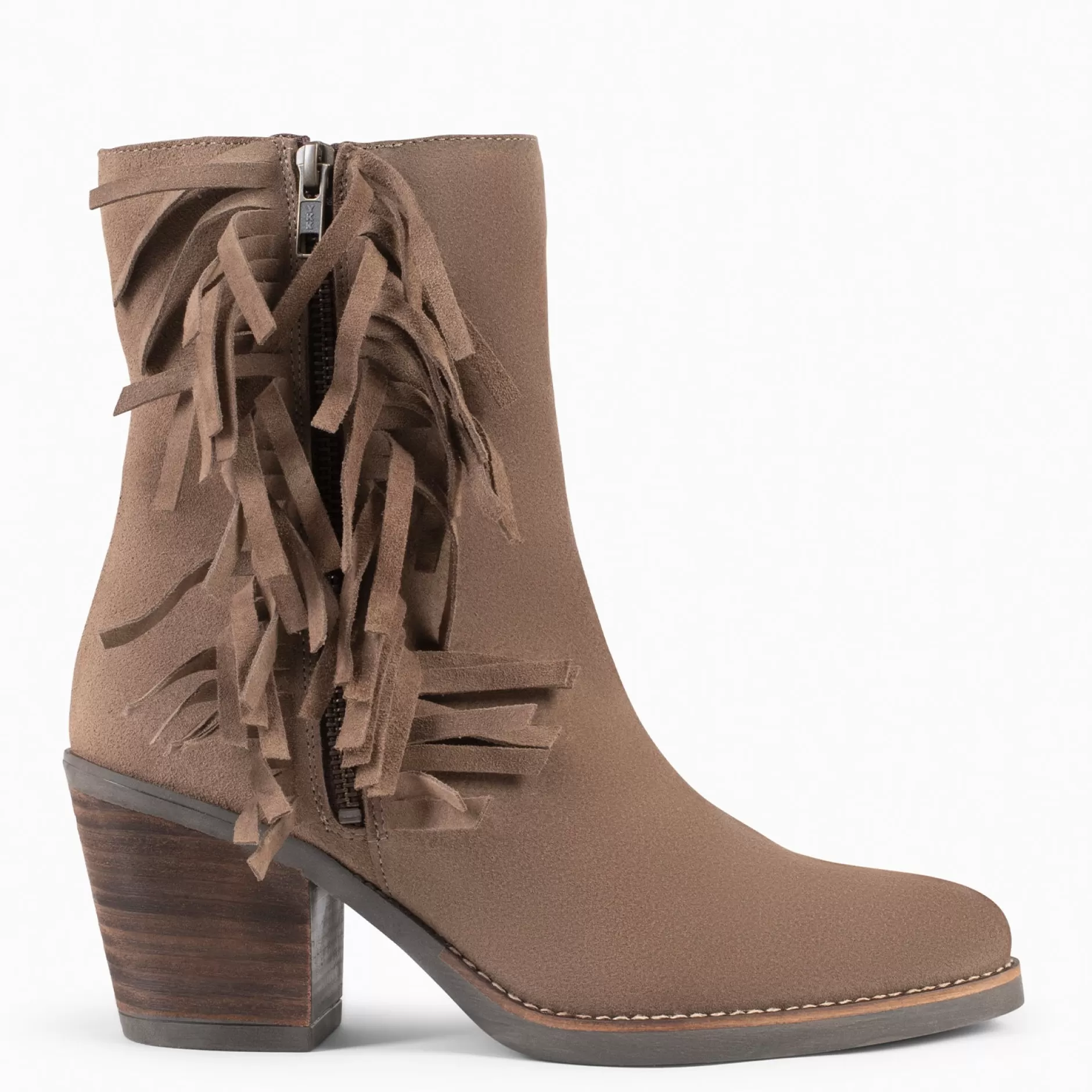 miMaO Botines De Mujer<Boho – Botines Estilo Cowboy Con Flecos Taupe