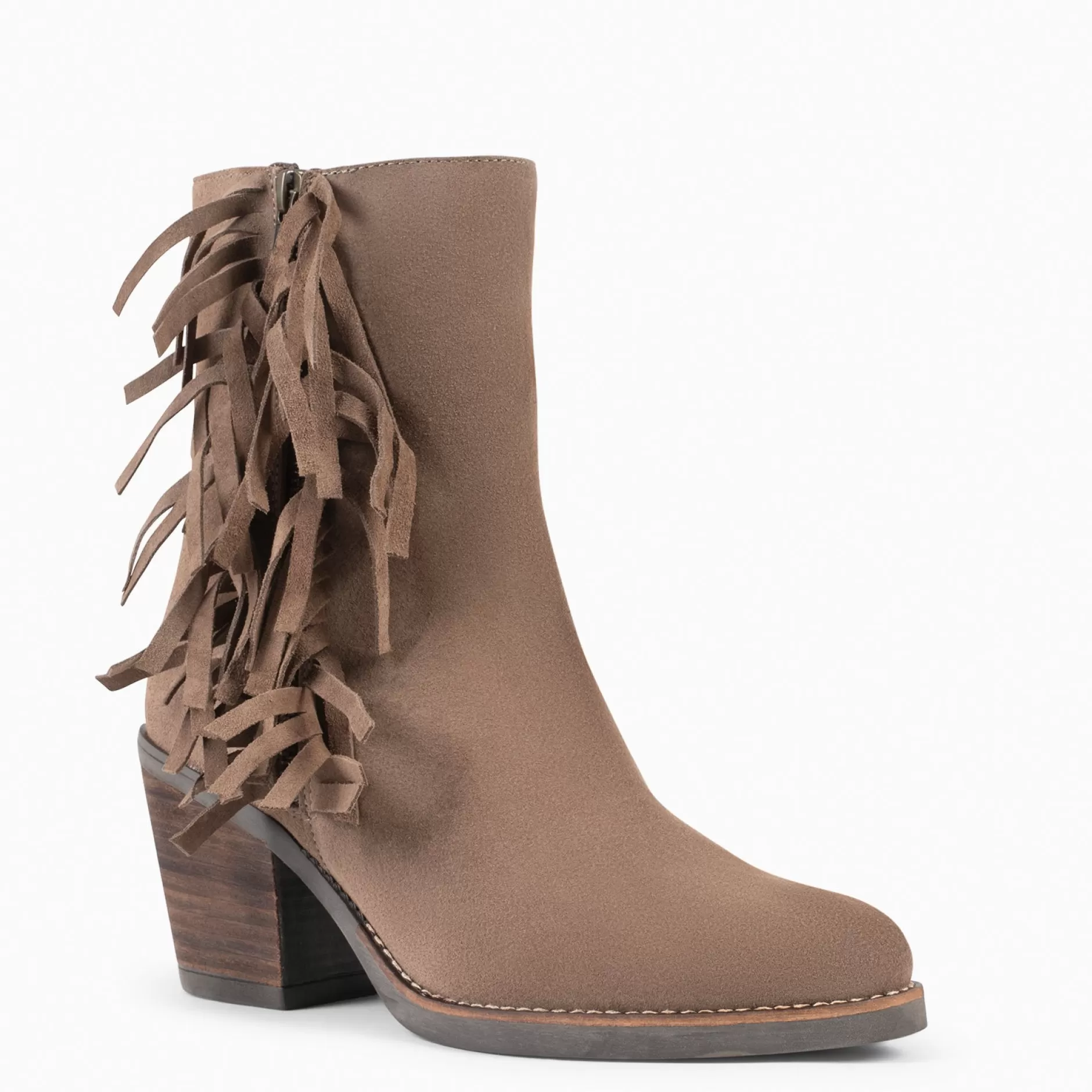 miMaO Botines De Mujer<Boho – Botines Estilo Cowboy Con Flecos Taupe