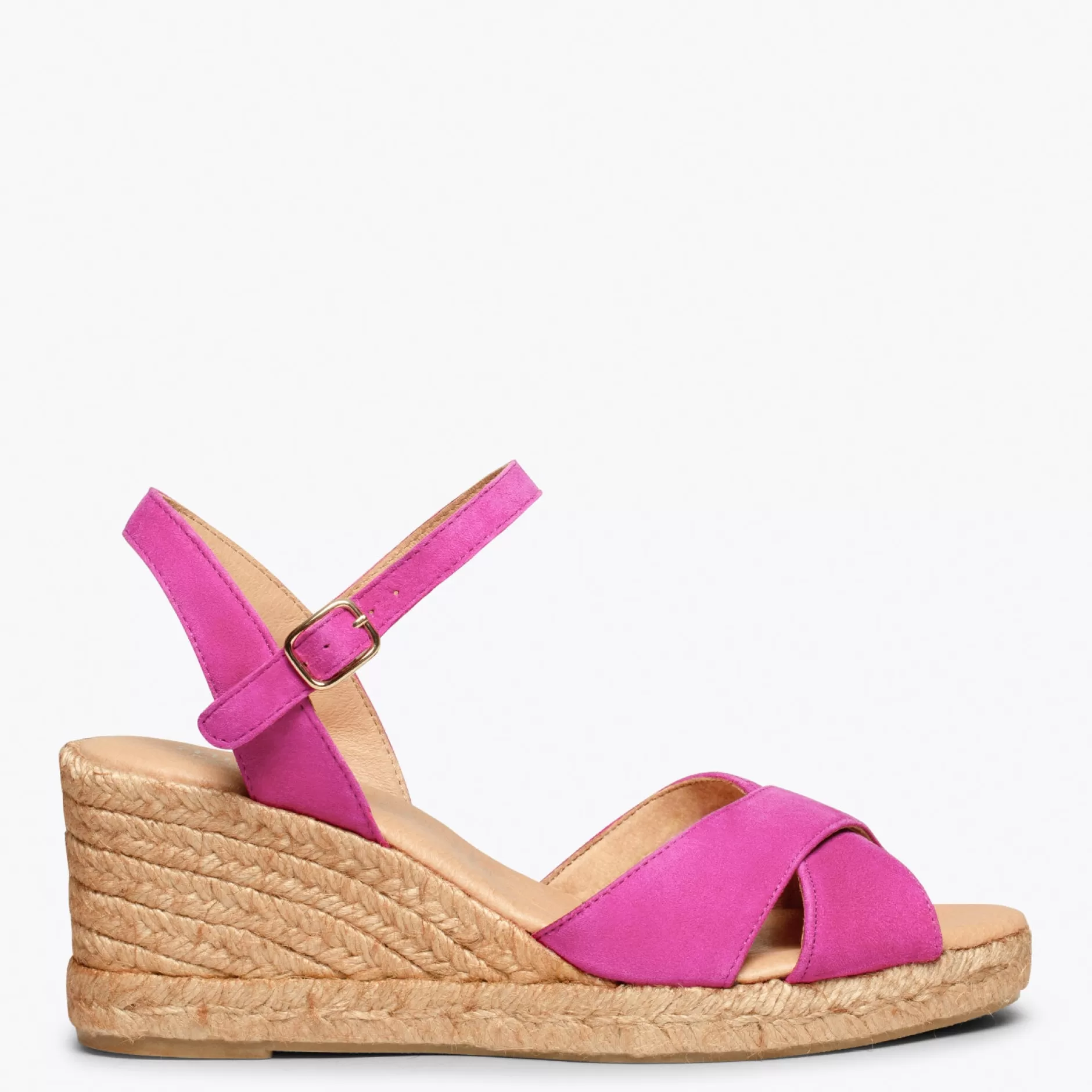 miMaO Esparto Y Alpargatas<Calpe – Cunas De Esparto Artesanal Con Tiras Y Hebilla Fucsia