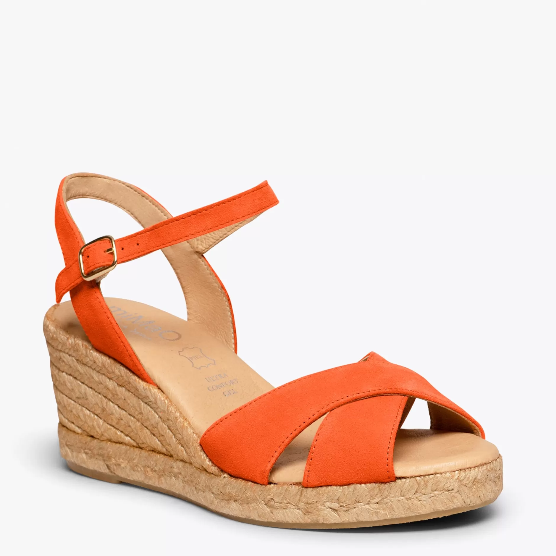miMaO Esparto Y Alpargatas<Calpe – Cunas De Esparto Artesanal Con Tiras Y Hebilla Naranja