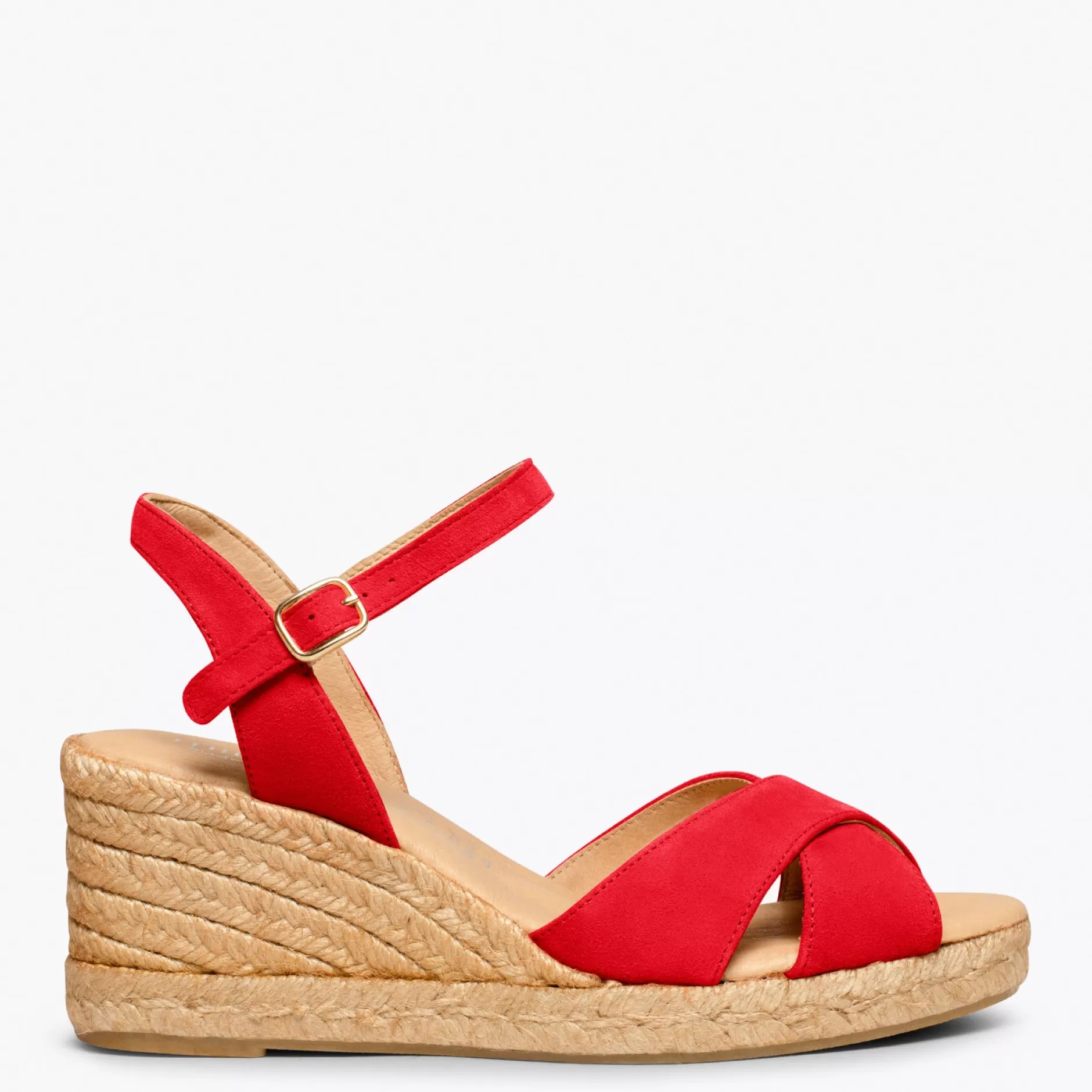 miMaO Esparto Y Alpargatas<Calpe – Cunas De Esparto Artesanal Con Tiras Y Hebilla Rojo