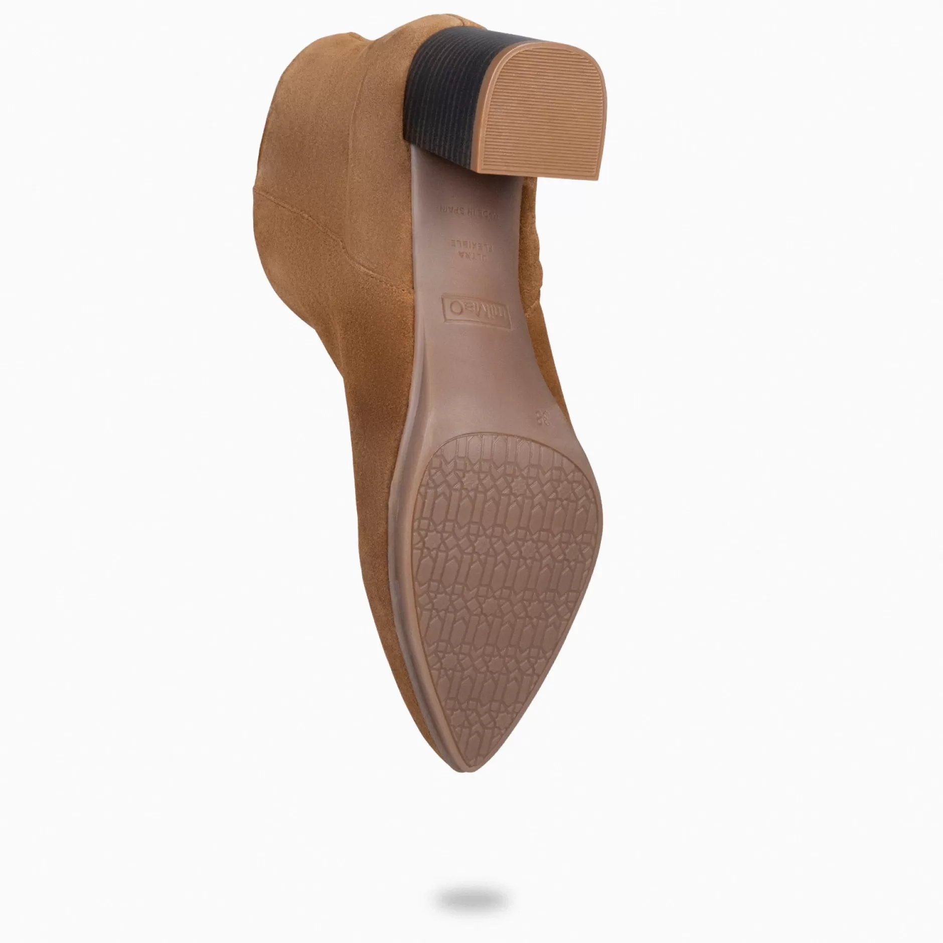miMaO Botines De Mujer<City - Botines De Tacón Ancho Y Punta Fina Camel De Serraje
