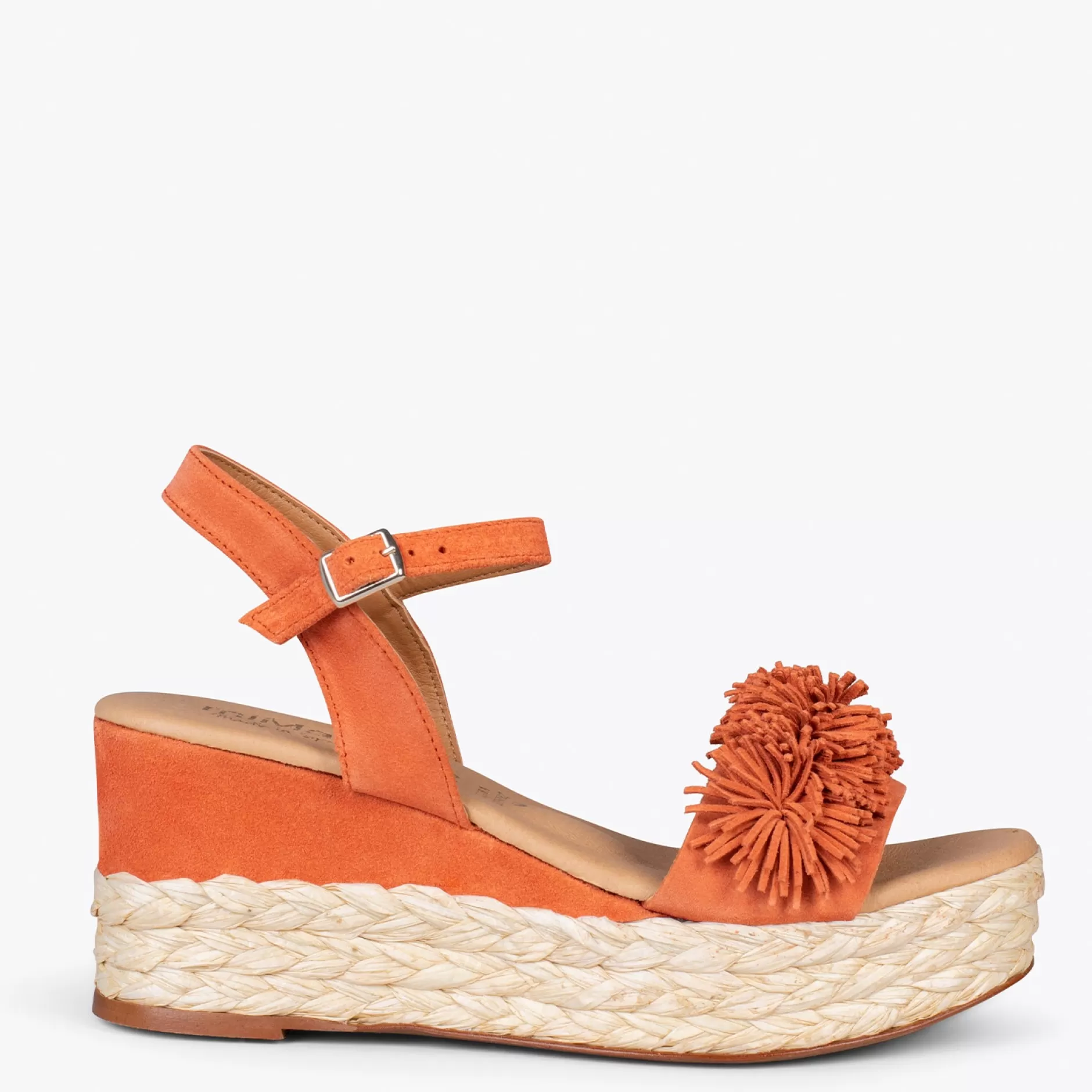 miMaO Esparto Y Alpargatas<Flower – Cunas Forradas De Rafia Con Pompon Naranja