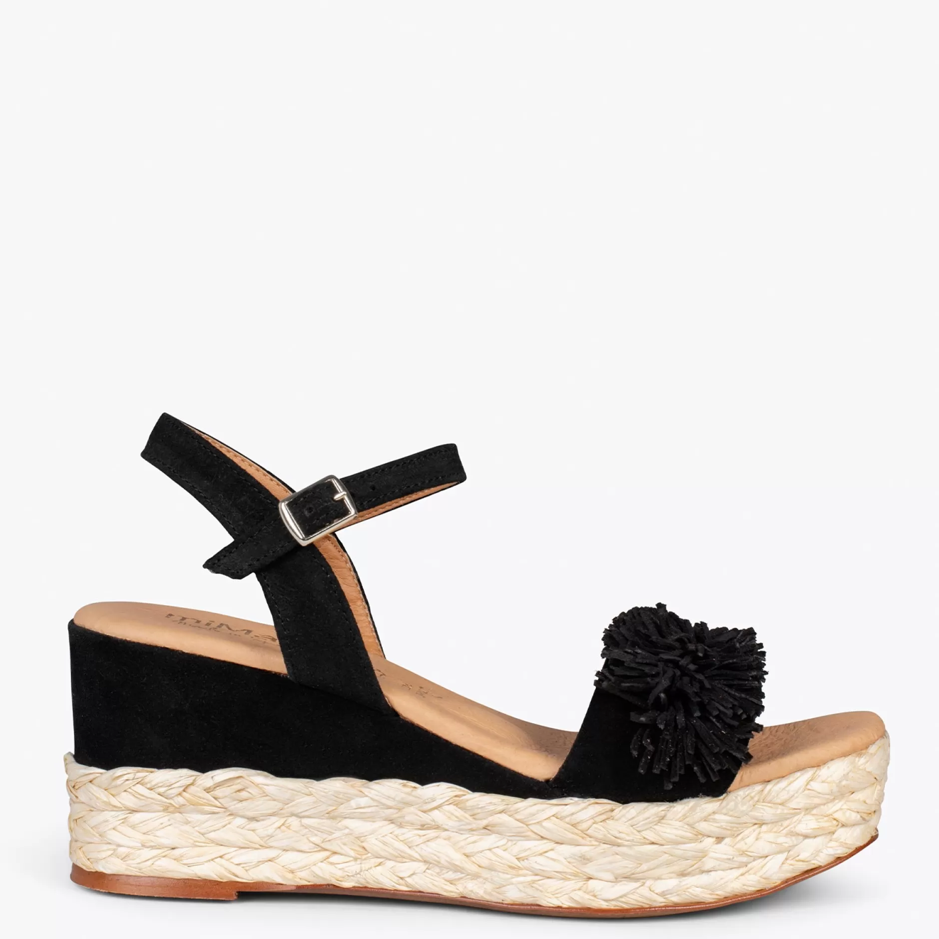 miMaO Esparto Y Alpargatas<Flower – Cunas Forradas De Rafia Con Pompon Negro