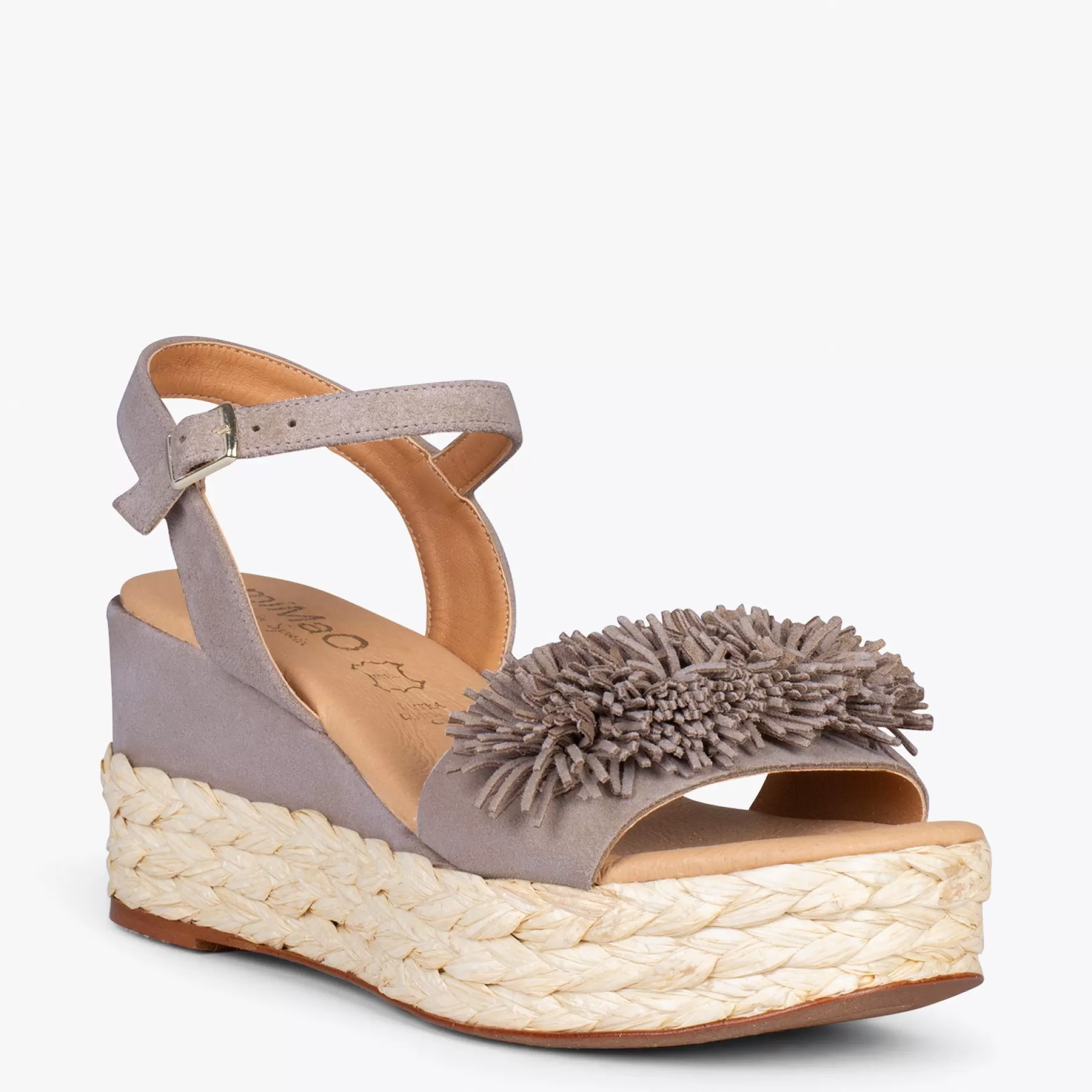 miMaO Esparto Y Alpargatas<Flower – Cunas Forradas De Rafia Con Pompon Nude