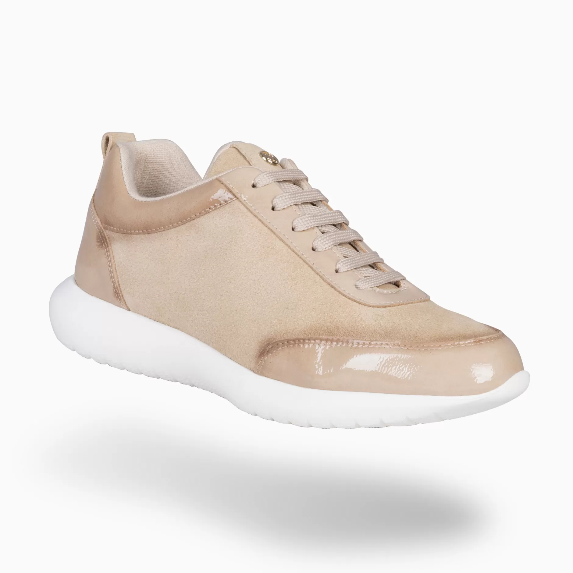 miMaO Deportivas<Loira - Zapatillas De Serraje Beige Con Charol Difuminado