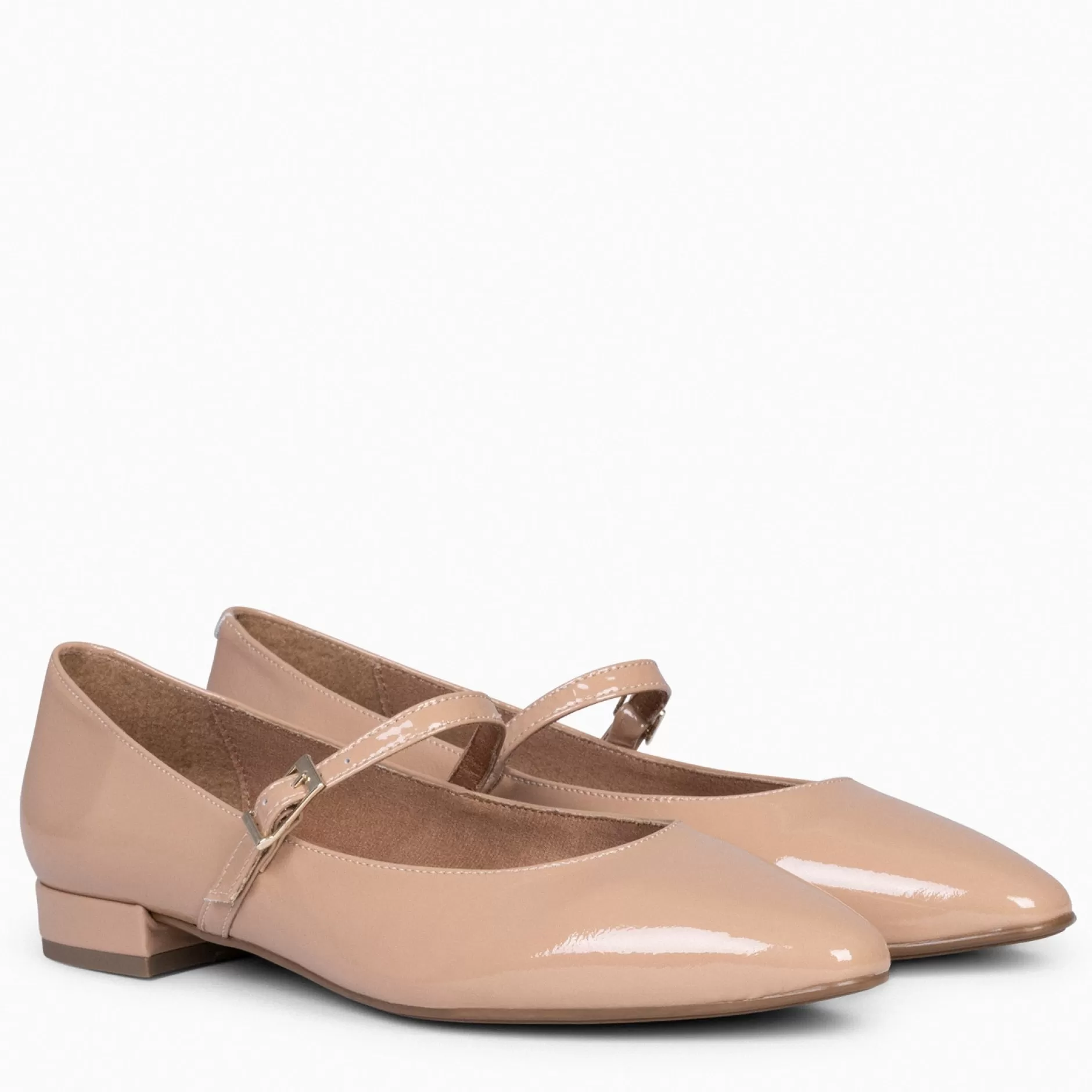 miMaO Mocasines Y Blucher<Merceditas - Zapatos Planos De Charol Con Hebilla Nude