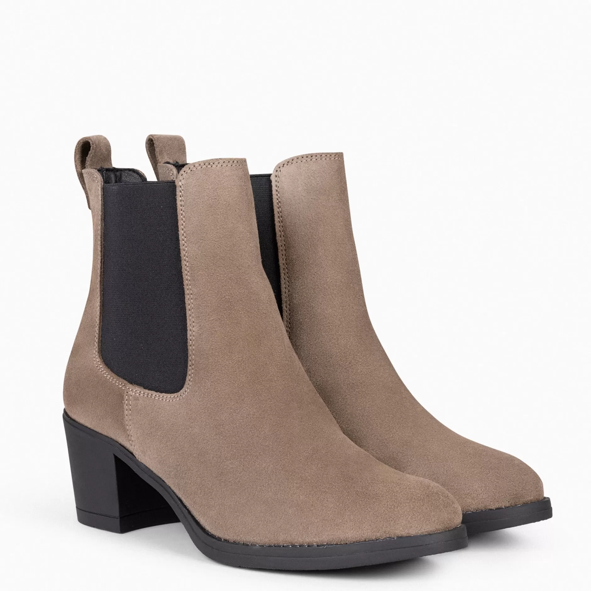 miMaO Botines De Mujer<New Chelsea - Botines De Cana Alta Con Tacón Para Mujer Taupe