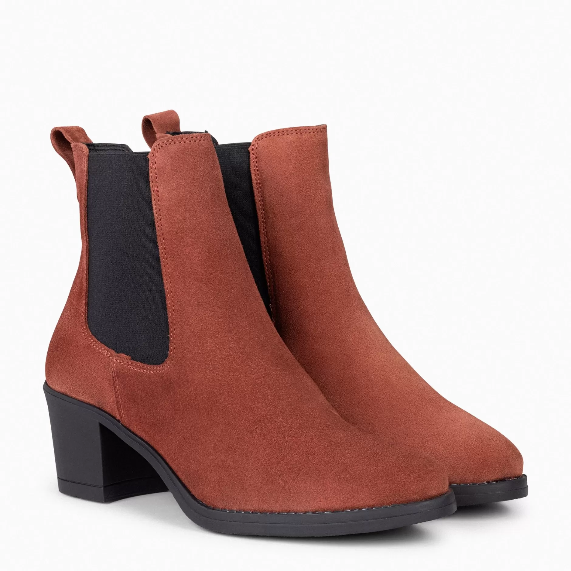 miMaO Botines De Mujer<New Chelsea - Botines De Cana Alta Con Tacón Para Mujer Teja