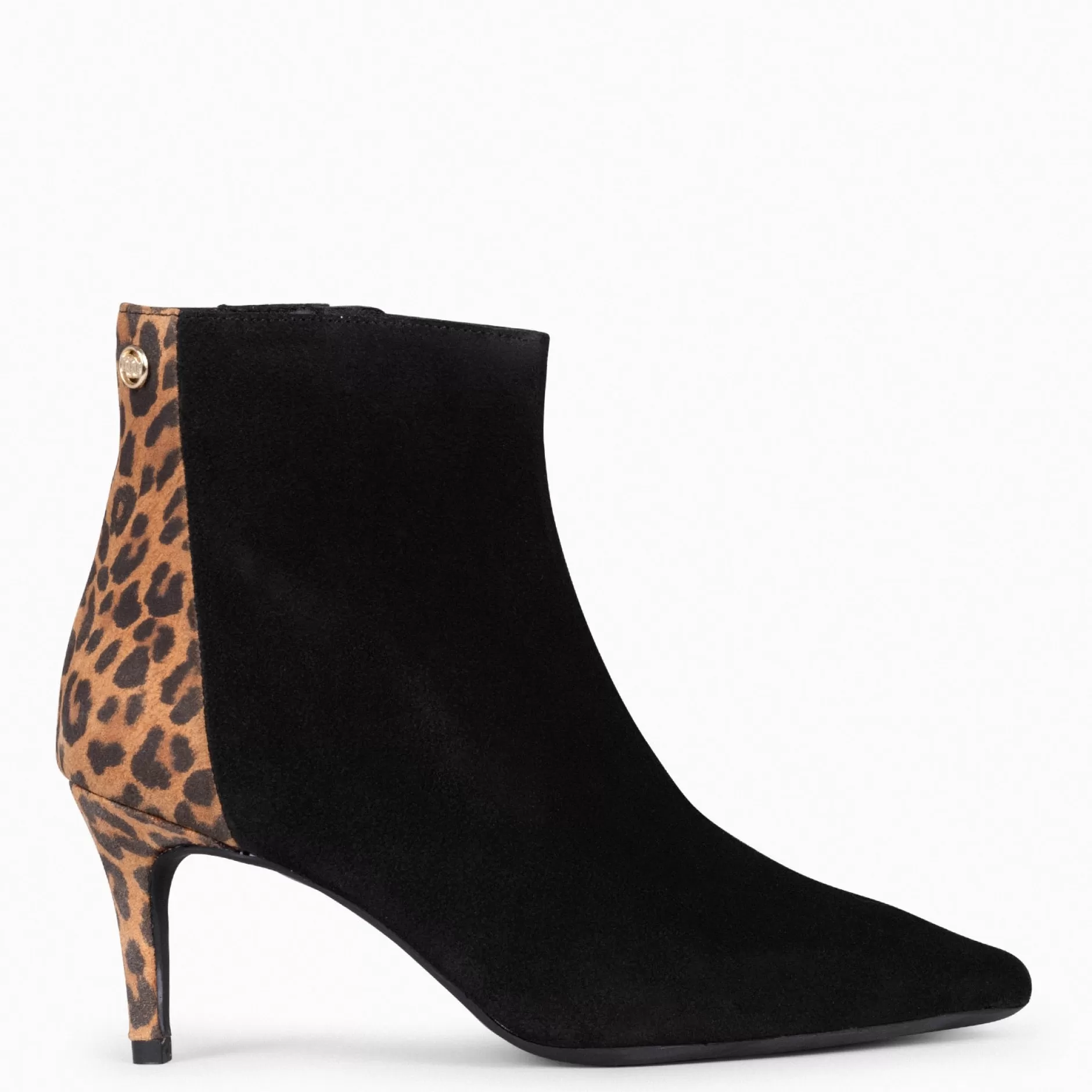 miMaO Botines De Mujer<Nuit - Botin Con Tacón Fino Negro Leopardo