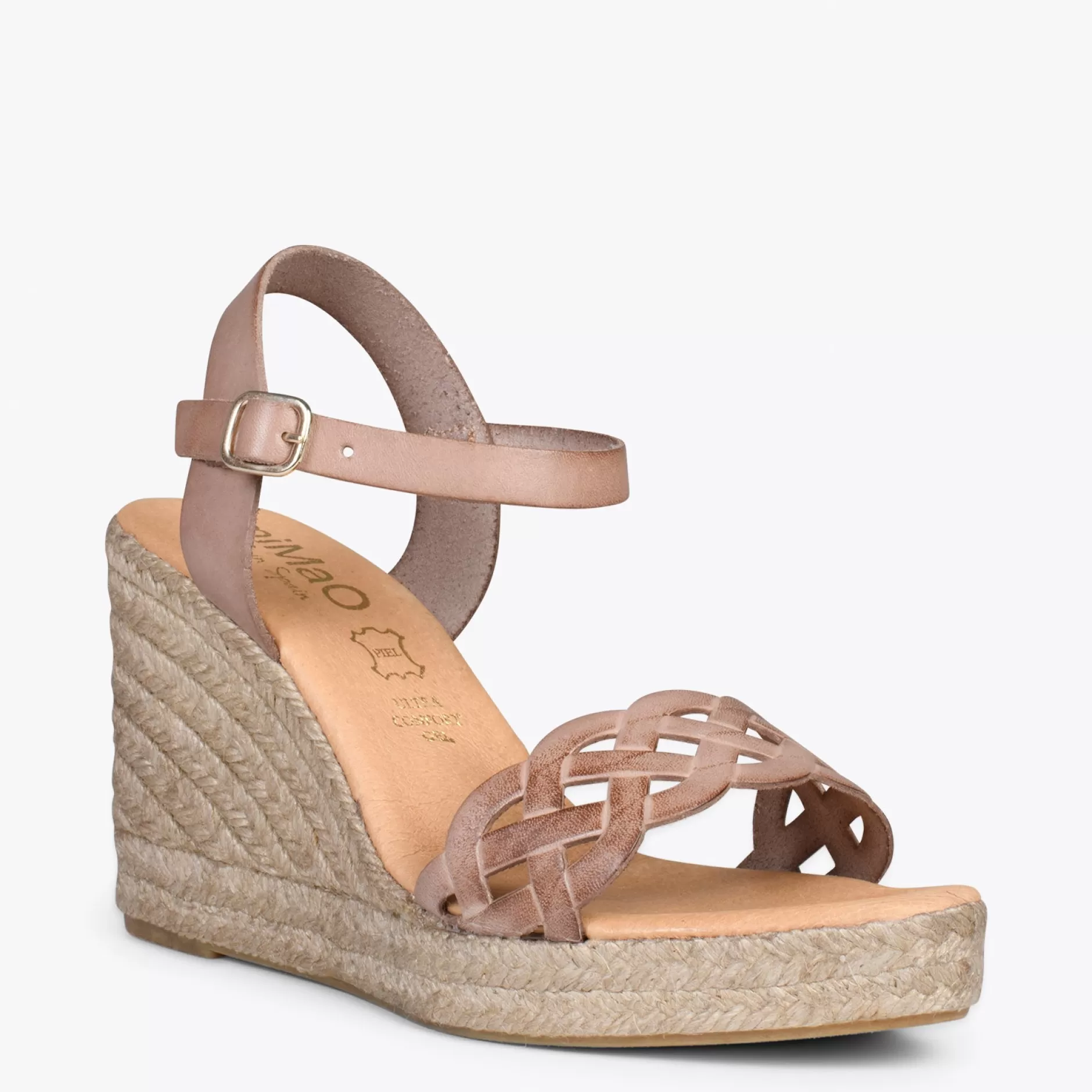 miMaO Esparto Y Alpargatas<Oasis – Cunas De Esparto Tostado Con Trenza Taupe