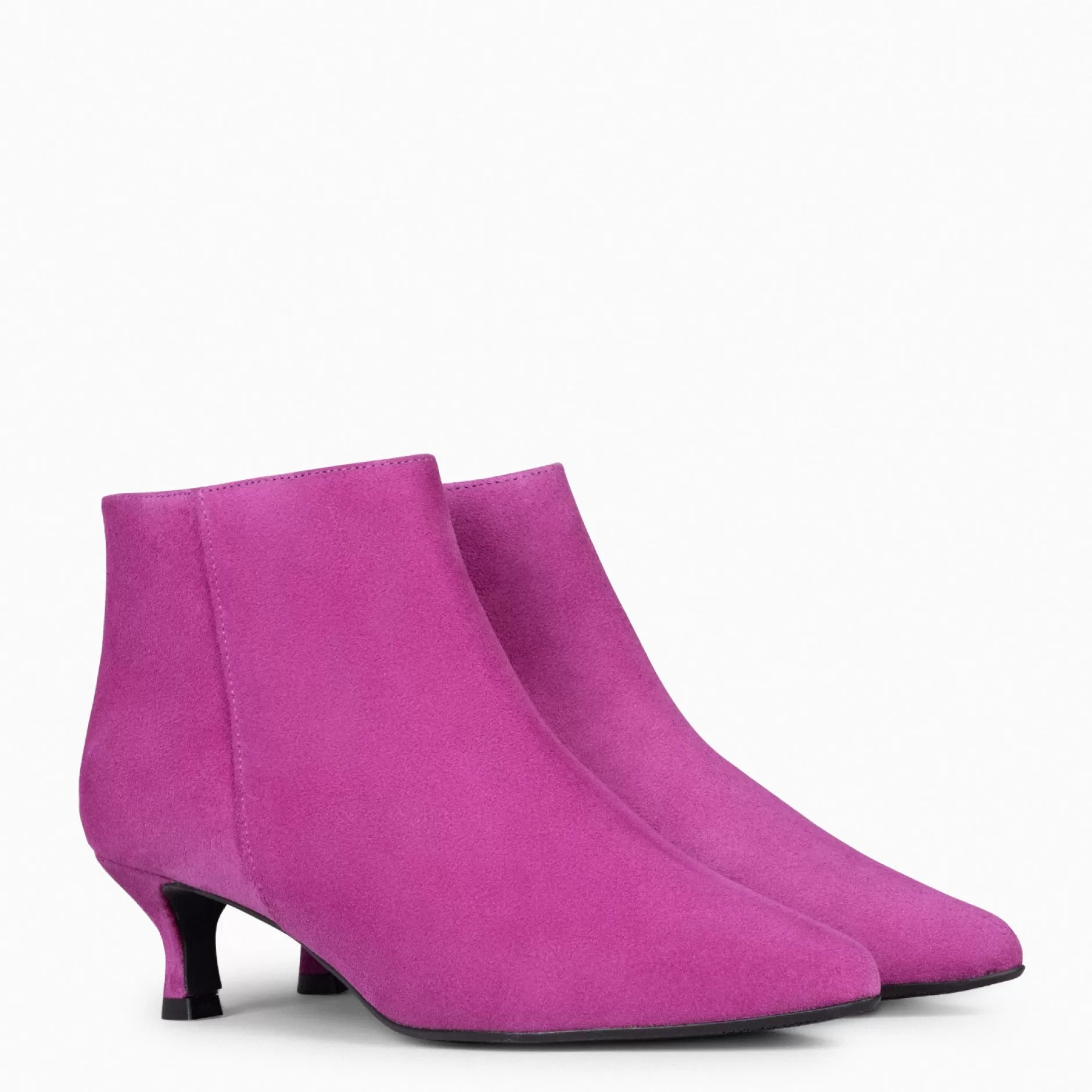 miMaO Botines De Mujer<Royal - Botines Tacón Bajo Fucsia Serraje