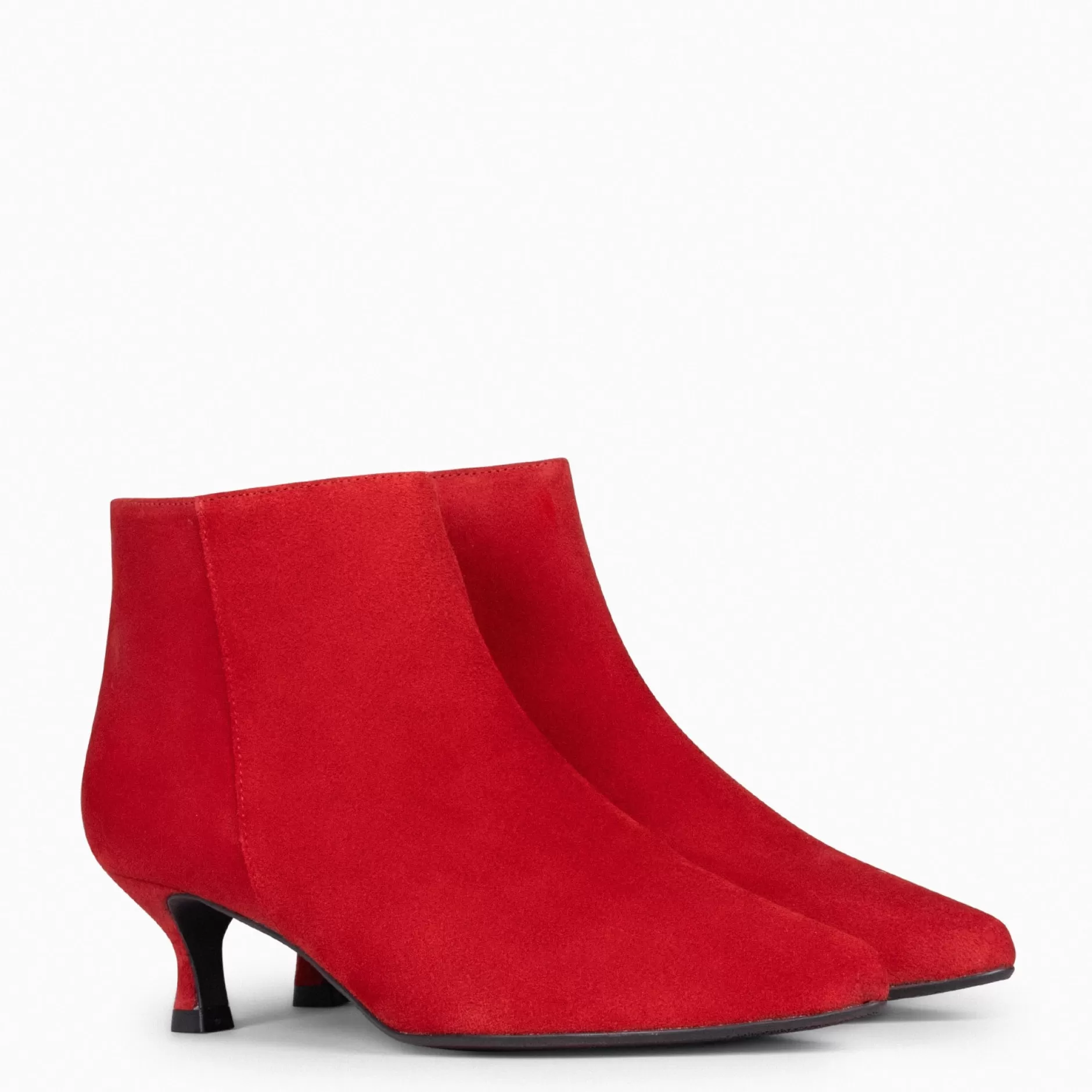 miMaO Botines De Mujer<Royal - Botines Tacón Bajo Rojo Serraje