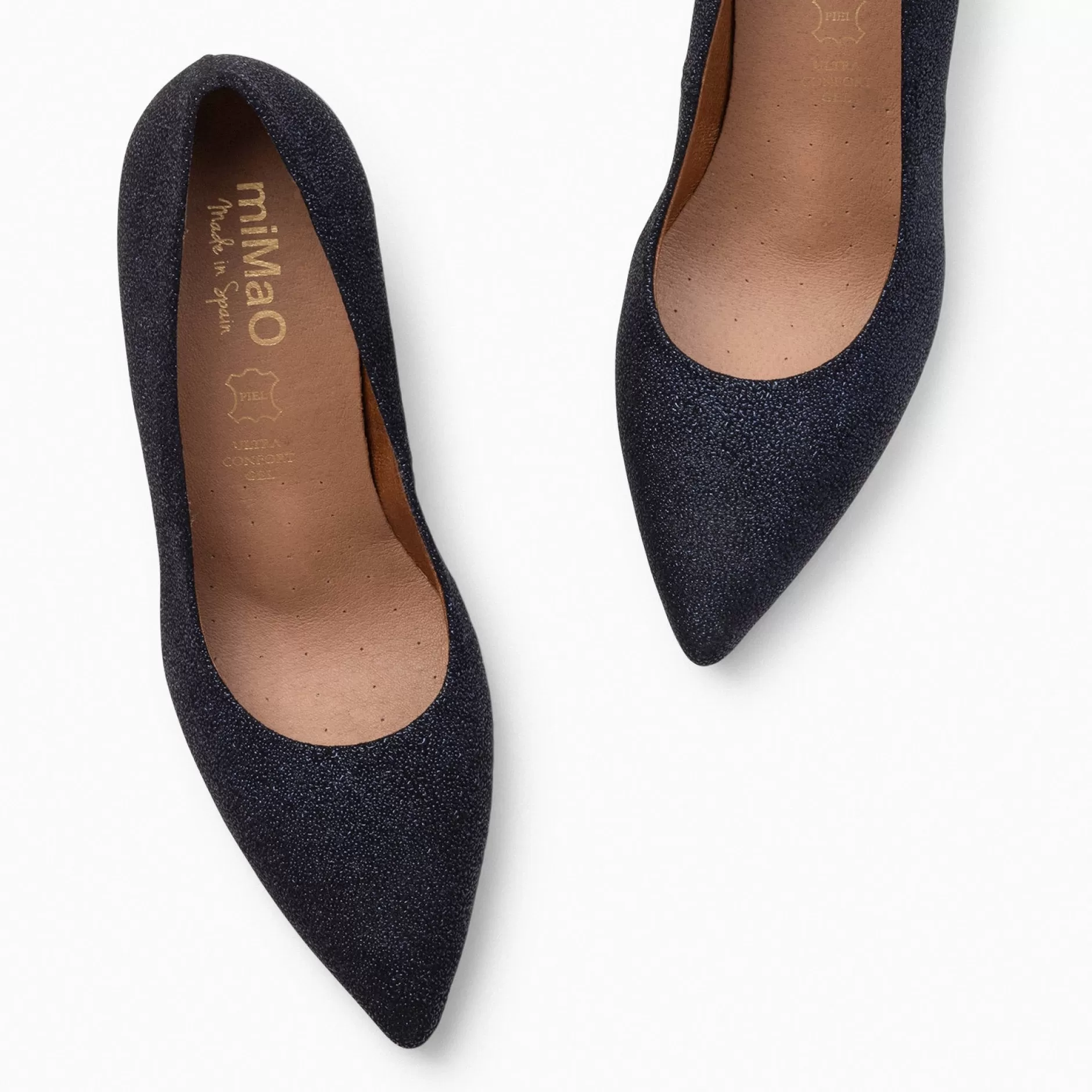 miMaO Zapatos De Fiesta<Stiletto Bright - Zapatos De Tacón De Aguja Con Textura De Grano Brillante Marino