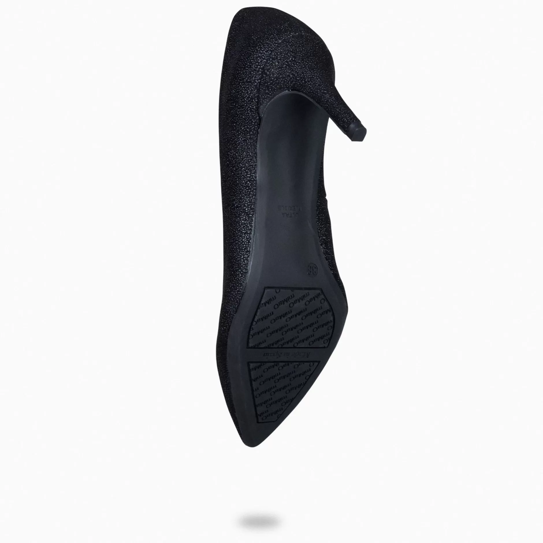 miMaO Zapatos De Fiesta<Stiletto Bright - Zapatos De Tacón De Aguja Con Textura De Grano Brillante Negro
