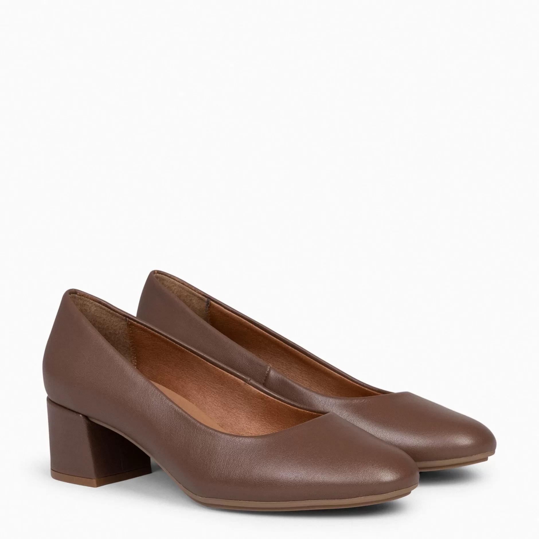 miMaO Urban Zapatos De Tacón<Urban Redondo Salon - Zapatos De Tacón Bajo De Napa Marron