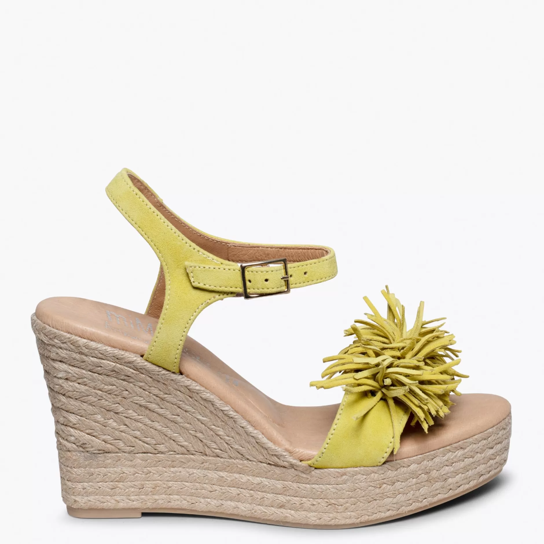 miMaO Esparto Y Alpargatas<Zahara Cuna De Esparto Con Plataforma Y Flecos Amarillo