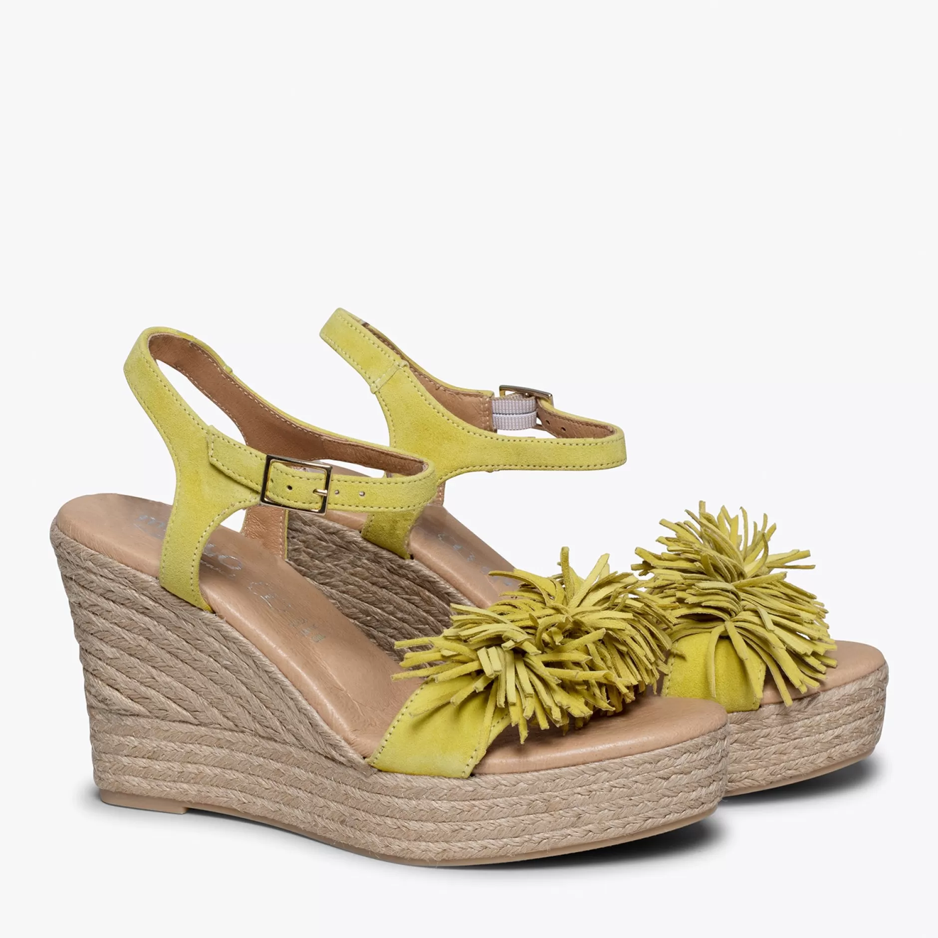 miMaO Esparto Y Alpargatas<Zahara Cuna De Esparto Con Plataforma Y Flecos Amarillo