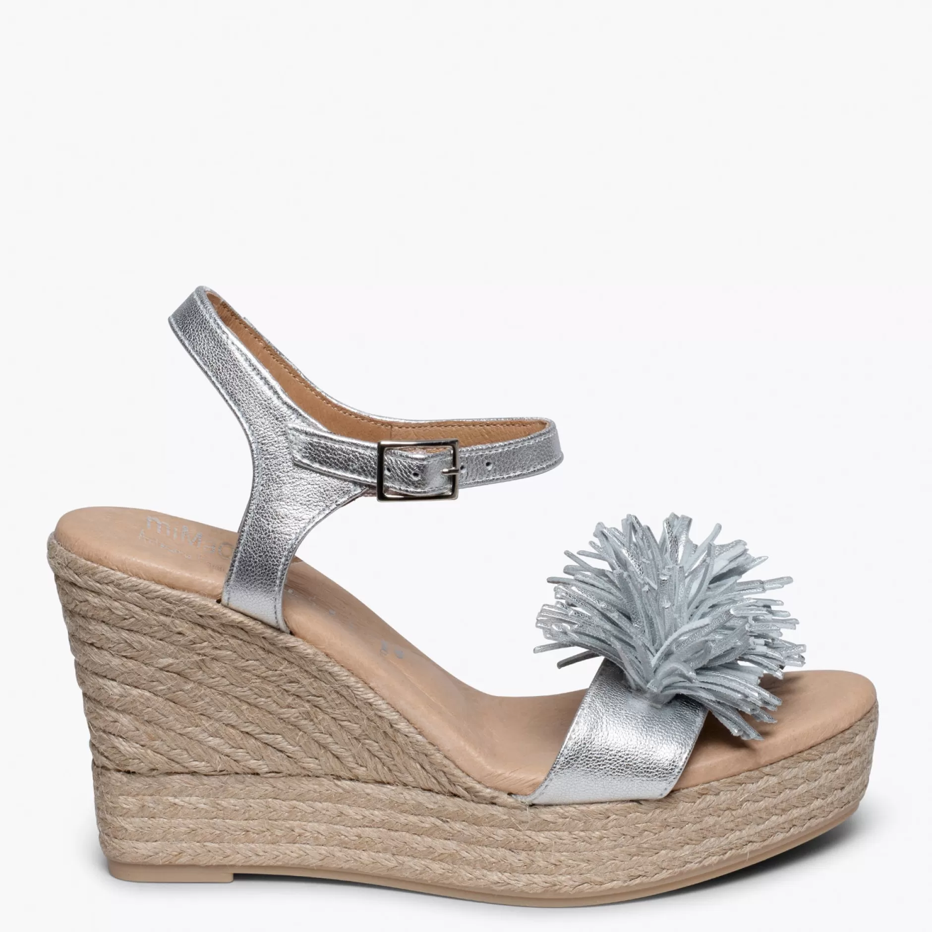 miMaO Esparto Y Alpargatas<Zahara Cuna De Esparto Con Plataforma Y Flecos Plata