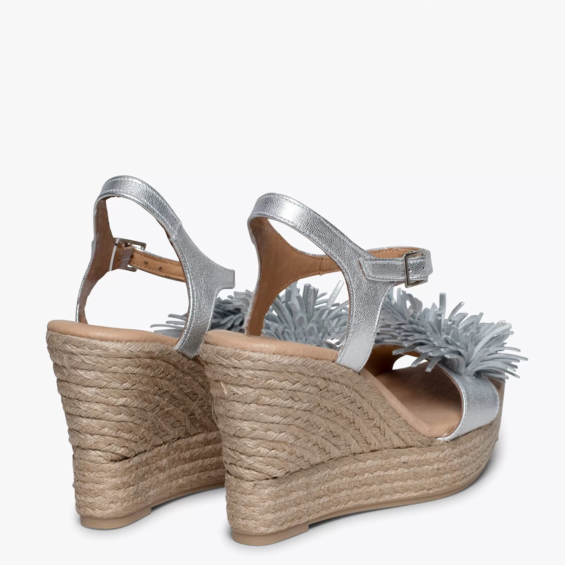 miMaO Esparto Y Alpargatas<Zahara Cuna De Esparto Con Plataforma Y Flecos Plata