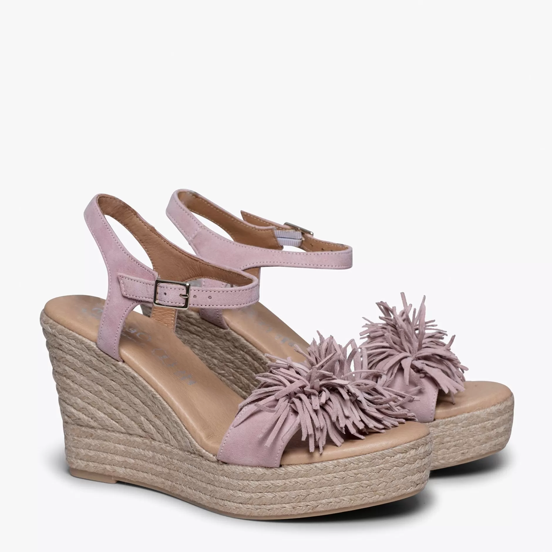 miMaO Esparto Y Alpargatas<Zahara Cuna De Esparto Con Plataforma Y Flecos Rosa