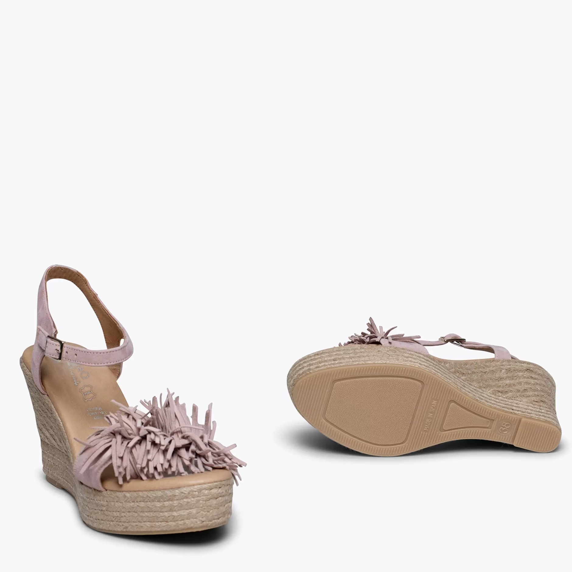 miMaO Esparto Y Alpargatas<Zahara Cuna De Esparto Con Plataforma Y Flecos Rosa