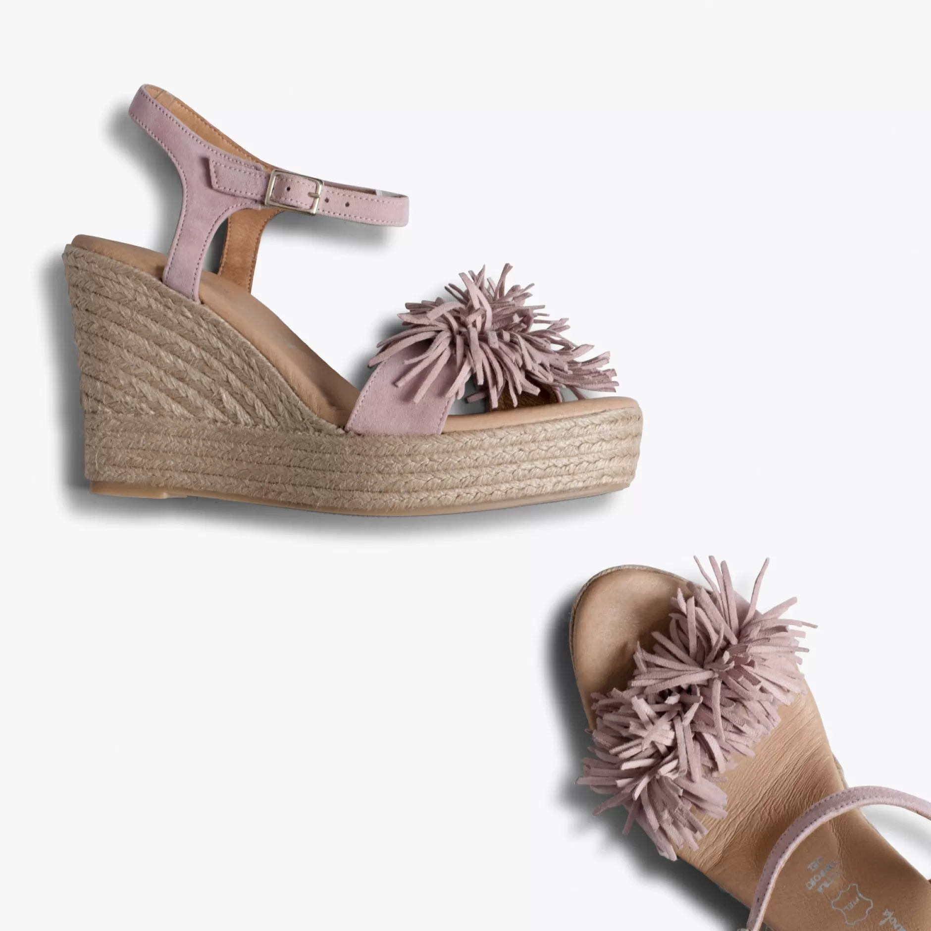 miMaO Esparto Y Alpargatas<Zahara Cuna De Esparto Con Plataforma Y Flecos Rosa