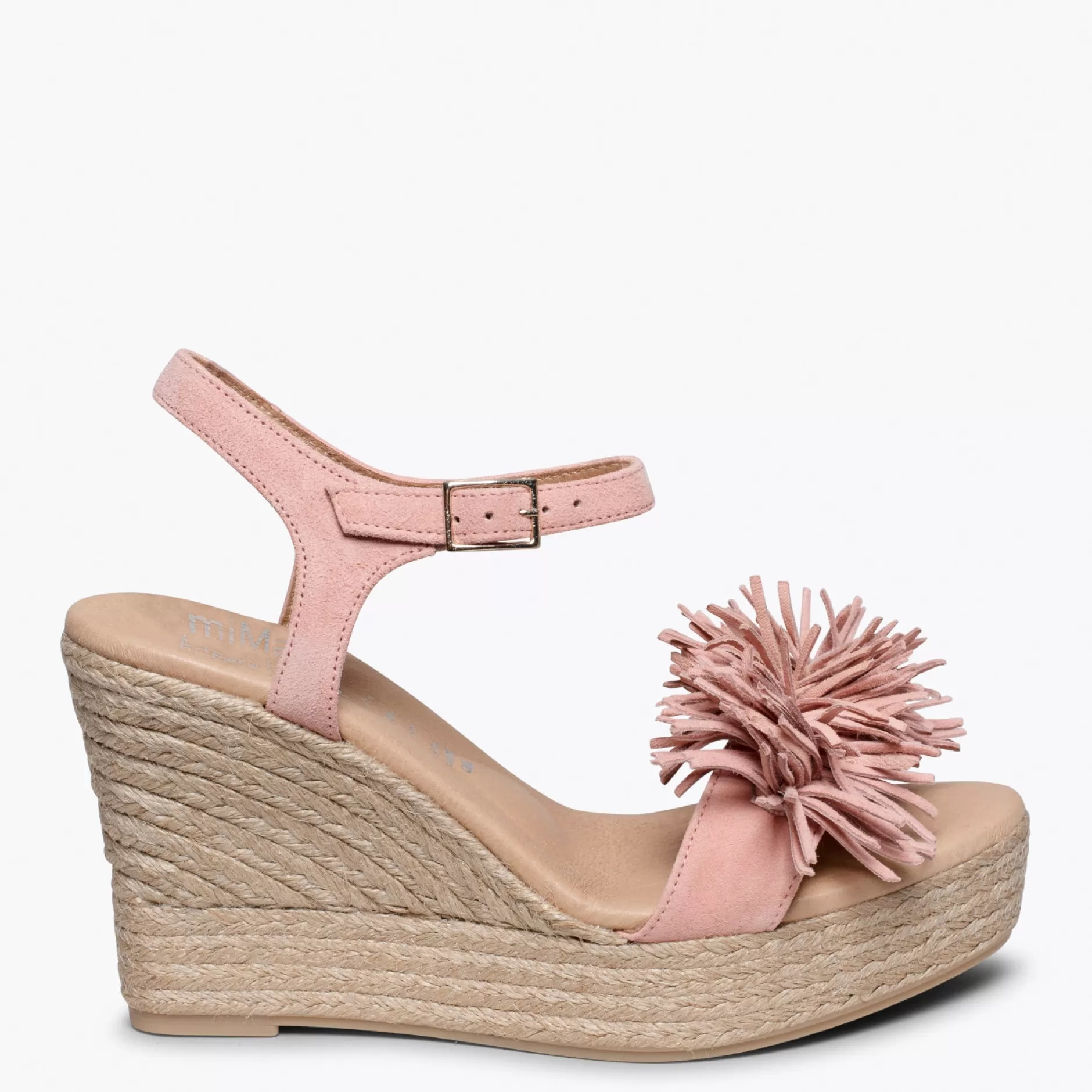 miMaO Esparto Y Alpargatas<Zahara Cuna De Esparto Con Plataforma Y Flecos Rosa Claro