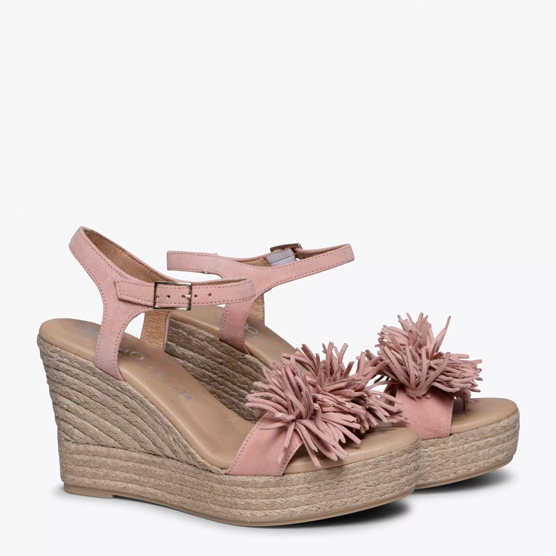 miMaO Esparto Y Alpargatas<Zahara Cuna De Esparto Con Plataforma Y Flecos Rosa Claro