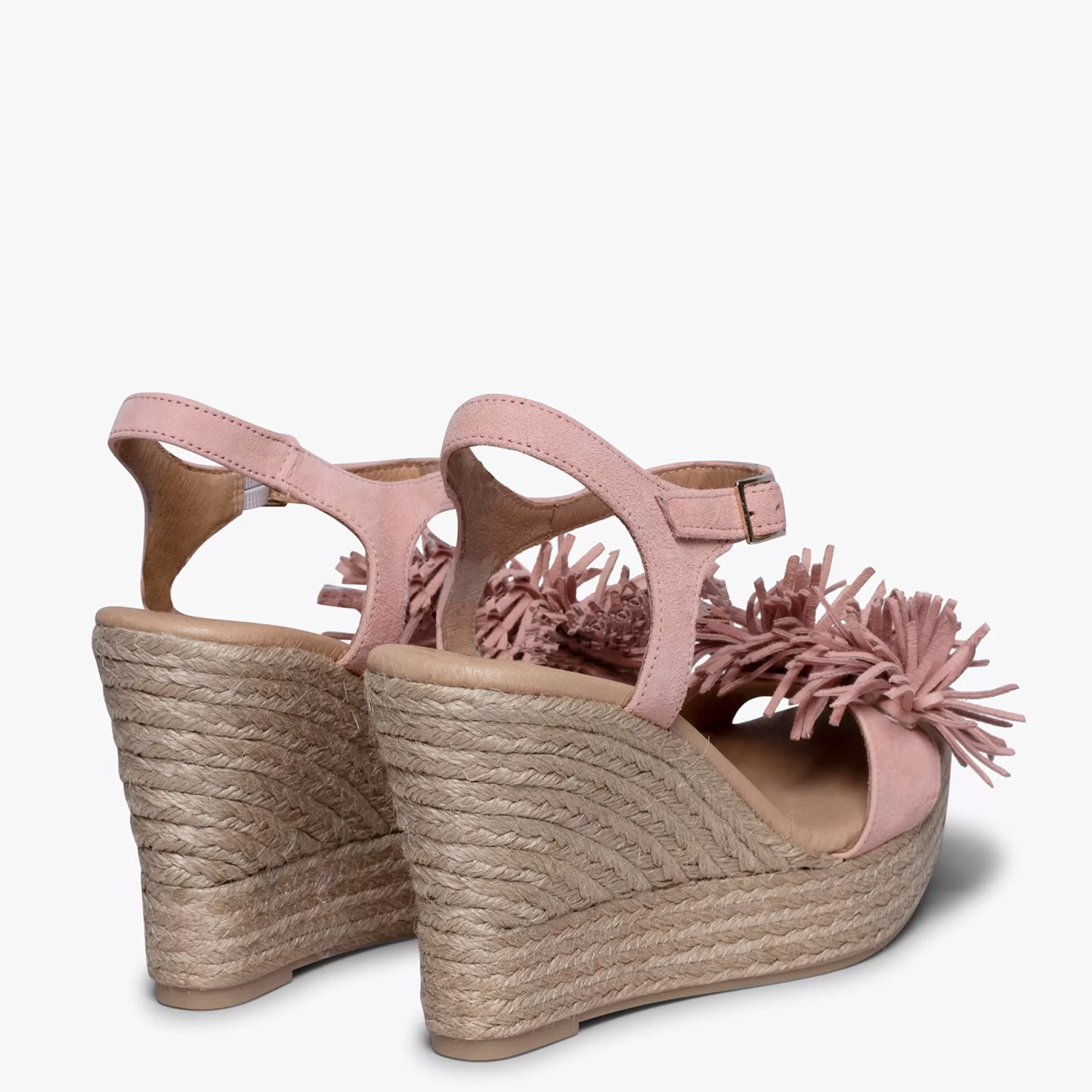 miMaO Esparto Y Alpargatas<Zahara Cuna De Esparto Con Plataforma Y Flecos Rosa Claro